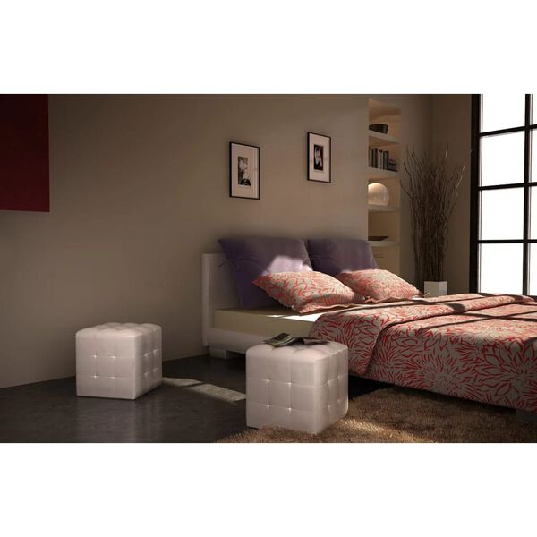 vidaXL Kockasti taburei bijeli