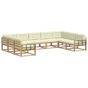 vidaXL Set vanjskih sofa s jastukom 9 pcs Bijela i krem