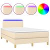 vidaXL Krevet box spring s madracem LED krem 120 x 200 cm od tkanine