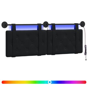 vidaXL Viseće uzglavlje kreveta S LED svjetlom Crna Bar&scaron;un