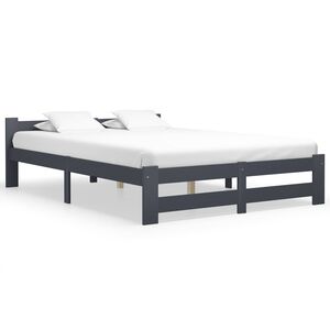 vidaXL Okvir za krevet od masivne borovine tamnosivi 160 x 200 cm