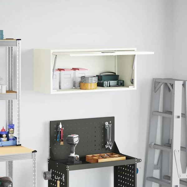 vidaXL Ormar za zid u garaži Bijelo 80 x 33 x 35 cm Čelik s prahom