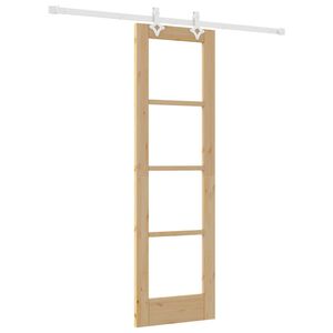 vidaXL Klizna vrata 61 x 198,5 cm Masivna borovina i staklo Prirodna
