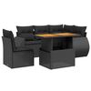 vidaXL 6-dijelni set vrtnih sofa s jastucima crni od poliratana