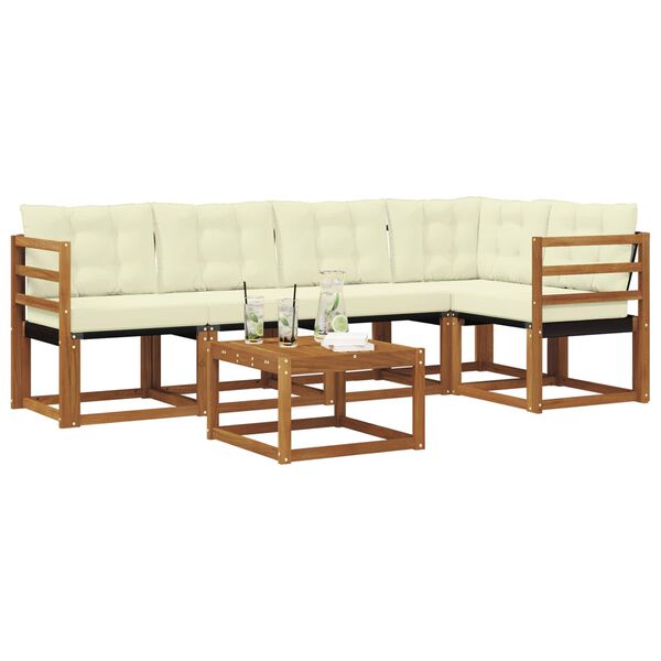 vidaXL Set vanjskih sofa s jastukom 6 pcs Prirodna i svijetlo siva