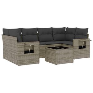 vidaXL 7-dijelni set vrtnih sofa sivi od poliratana