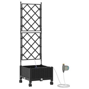 vidaXL Vrtni planter s navodnjavanjem i kotačima Crna 40 x 40 x 132 cm