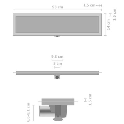 vidaXL Odvod za tuš s poklopcem 2-u-1 93 x 14 cm od nehrđajućeg čelika