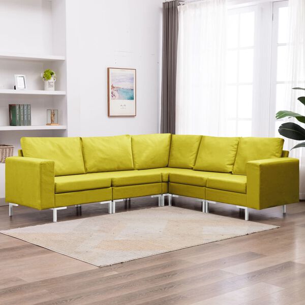 vidaXL 5-dijelni set sofa od tkanine žuti