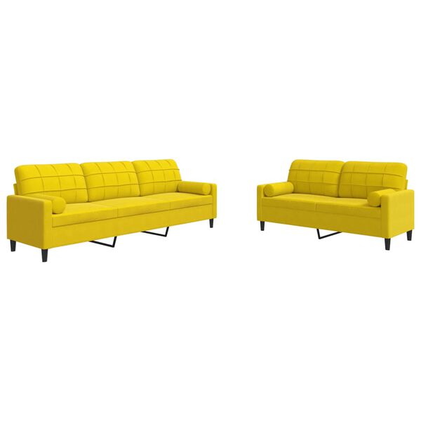 vidaXL 2-dijelni set sofa s jastucima žuti bar&scaron;unasti