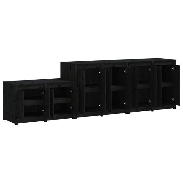 vidaXL Vanjski kuhinjski ormarići 3 kom crni od masivne borovine