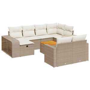 vidaXL 11-dijelni set vrtnih sofa od poliratana s jastucima bež