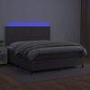 vidaXL Krevet box spring s madracem LED sivi 180x200cm od umjetne kože