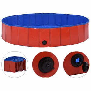 vidaXL Sklopivi bazen za pse crveni 160 x 30 cm PVC
