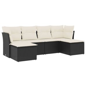 vidaXL 6-dijelni set vrtnih sofa s jastucima crni od poliratana