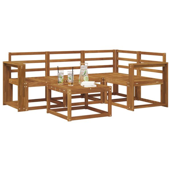vidaXL Set vanjskih sofa 5 pcs Prirodna Čvrsto drvo akacije