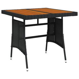 vidaXL Vrtni stol crni 70x70x72 cm poliratan i masivno bagremovo drvo