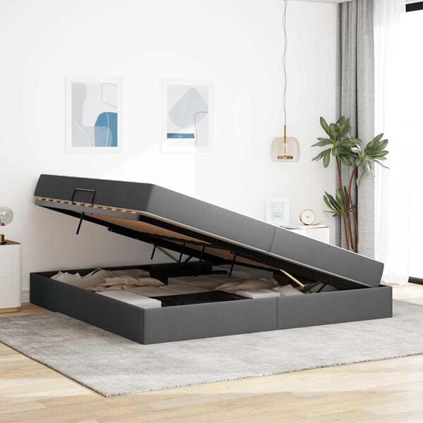 vidaXL Krevet s madracem i skladi&scaron;tem Tamno siva 200 x 200 cm