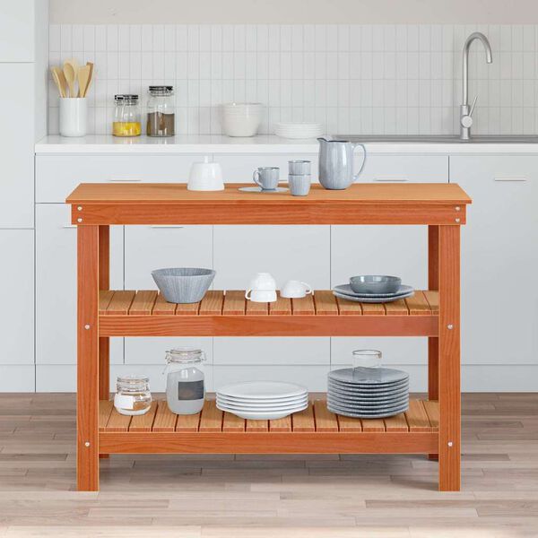 vidaXL Radni stol Vo&scaron;tano smeđa 110,5 x 50 x 80 cm Masivna borovina