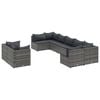 vidaXL 9-dijelni set vrtnih sofa od poliratana s jastucima sivi
