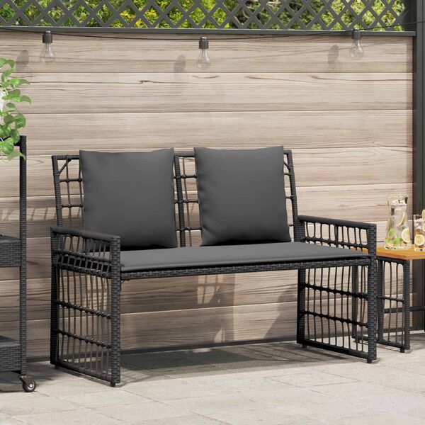 vidaXL Vanjska klupa Jednobojno Crna i tamno siva 116 x 55 x 82 cm