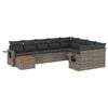 vidaXL 10-dijelni set vrtnih sofa od poliratana s jastucima sivi