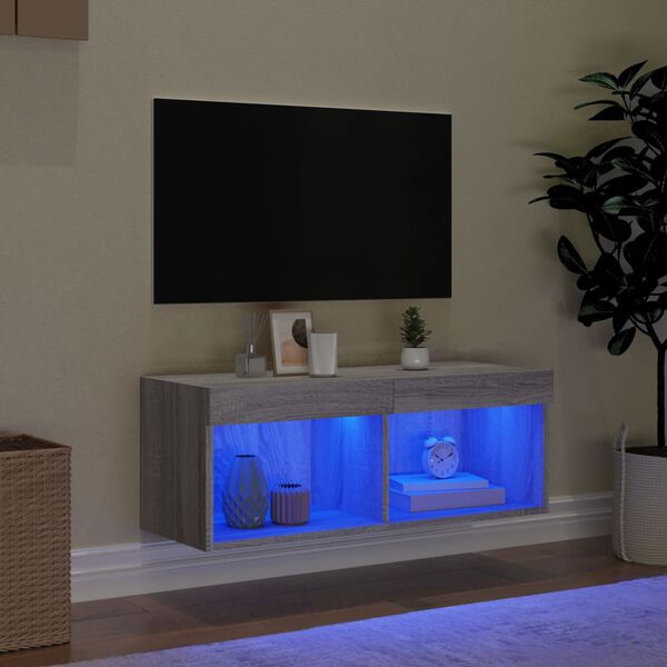 vidaXL TV ormarić s LED svjetlima boja hrasta 80x30x30 cm