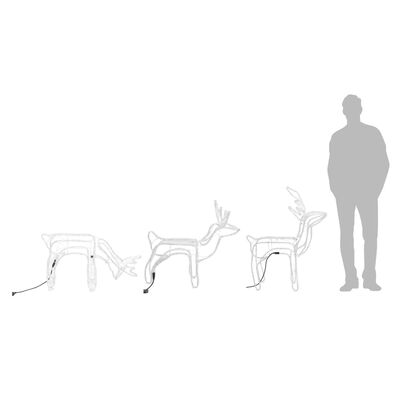vidaXL 3-dijelni set figura božićnih sobova topli bijeli