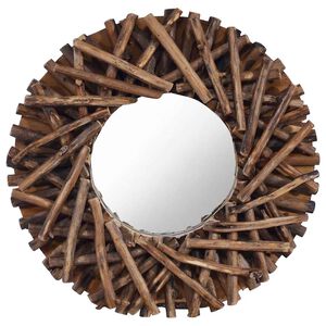 vidaXL Zidno ogledalo od tikovine 40 cm okruglo