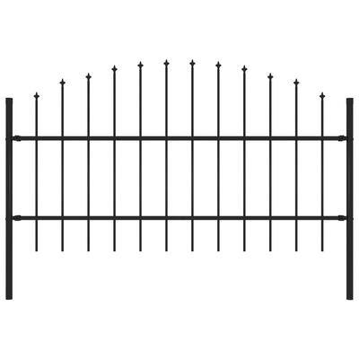 vidaXL Vrtna ograda s ukrasnim kopljima (0,75 - 1) x 1,7 m čelična crna
