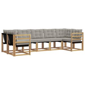 vidaXL Set vanjskih sofa s jastukom 7 pcs Bijela i svjetlosiva