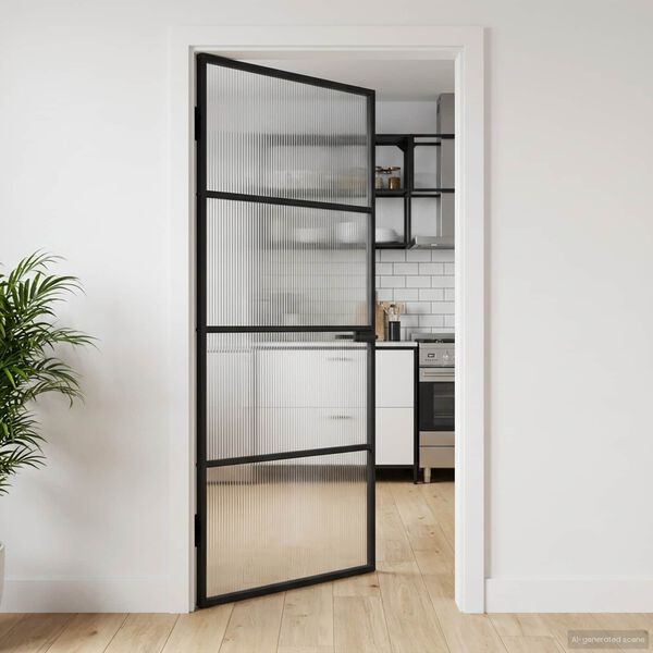 vidaXL Vrata za dom 102 x 201,5 x 3,5 cm Aluminij i kaljeno staklo