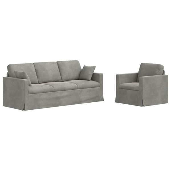 vidaXL Sofa 2 pcs Svijetlo siva 198 x 78 x 80 cm Bar&scaron;un