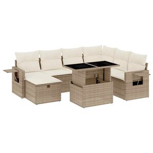 vidaXL 8-dijelni set vrtnih sofa od poliratana s jastucima bež