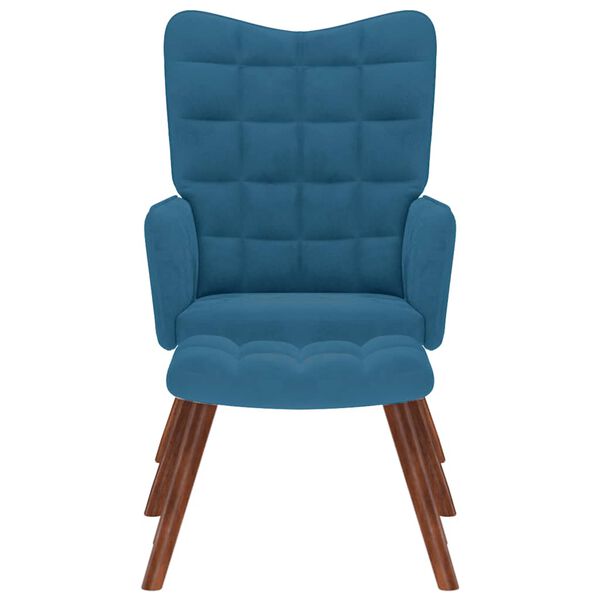 vidaXL Stolica za opuštanje sa osloncem za noge plava baršunasta