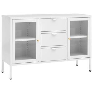 vidaXL Komoda bijela 105 x 35 x 70 cm od čelika i kaljenog stakla