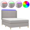 vidaXL Krevet box spring s madracem LED svjetlosivi 140x200 cm tkanina