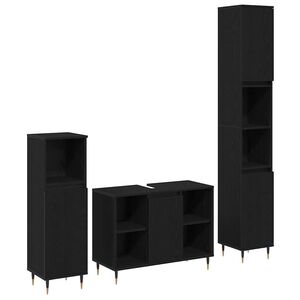 vidaXL Set namje&scaron;taja za kupaonicu 3 pcs Crni hrast Konstruirano drvo