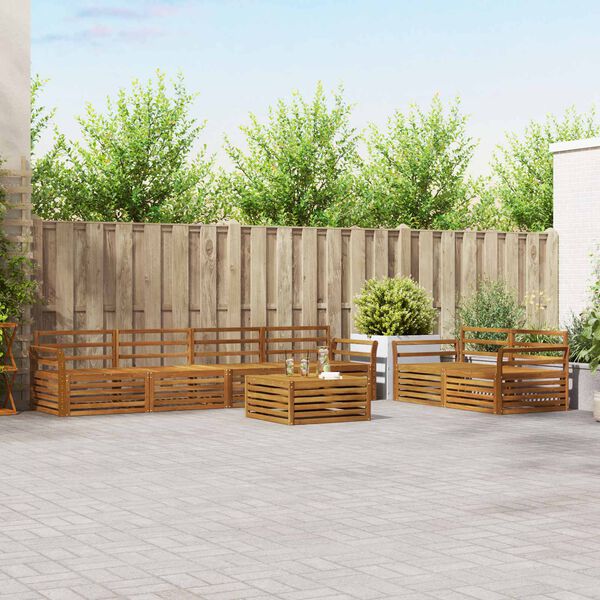 vidaXL Set vanjskih sofa 7 pcs Prirodna Čvrsto drvo akacije