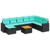 vidaXL 9-dijelni set vrtnih sofa s jastucima crni od poliratana