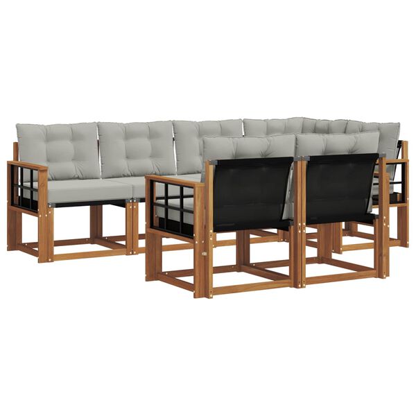 vidaXL Set vanjskih sofa s jastukom 7 pcs Prirodna i svijetlo siva