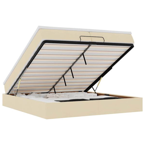 vidaXL Otomanski okvir kreveta s madracima krem 200x200cm od tkanine