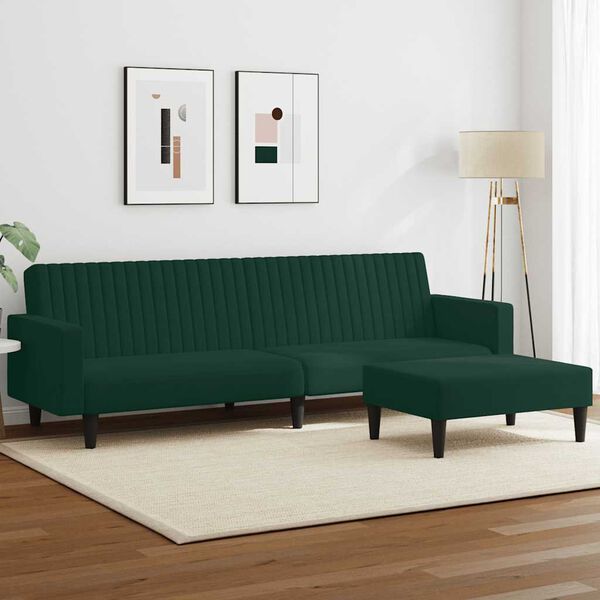 vidaXL 2-dijelni set sofa tamnozeleni bar&scaron;unasti