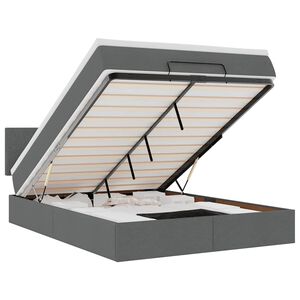 vidaXL Otomanski krevet s madracem i LED tamnosivi 140x200 cm tkanine
