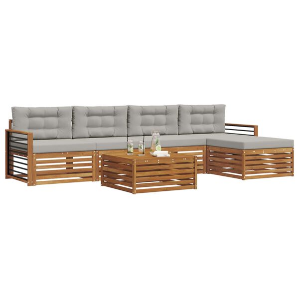 vidaXL Set vanjskih sofa s jastukom 6 pcs Prirodna i svijetlo siva