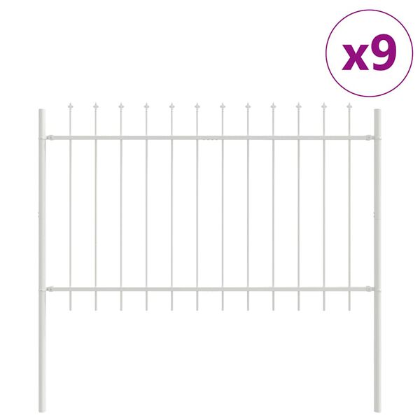 vidaXL Vrtna Ograda 9 pcs Bijelo 15,3 x 1,2 m Čelik s prahom