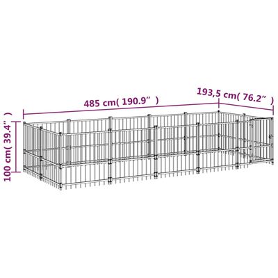 vidaXL Vanjski kavez za pse čelični 9,38 m²