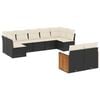 vidaXL 9-dijelni set vrtnih sofa s jastucima crni od poliratana