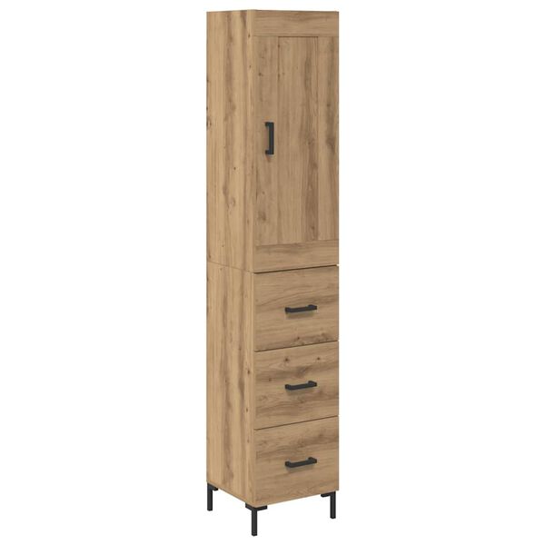 vidaXL Highboard Umjetnički hrast 34,5 x 34 x 180 cm Konstruirano drvo