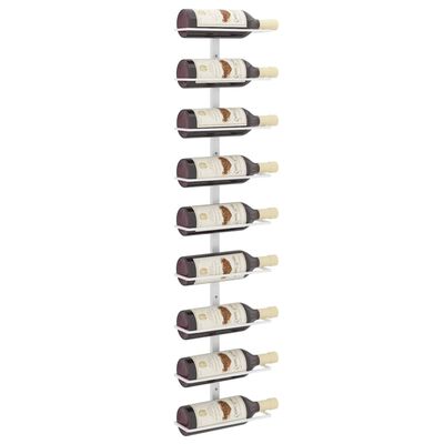 vidaXL Zidni stalak za vino za 9 boca bijeli željezni